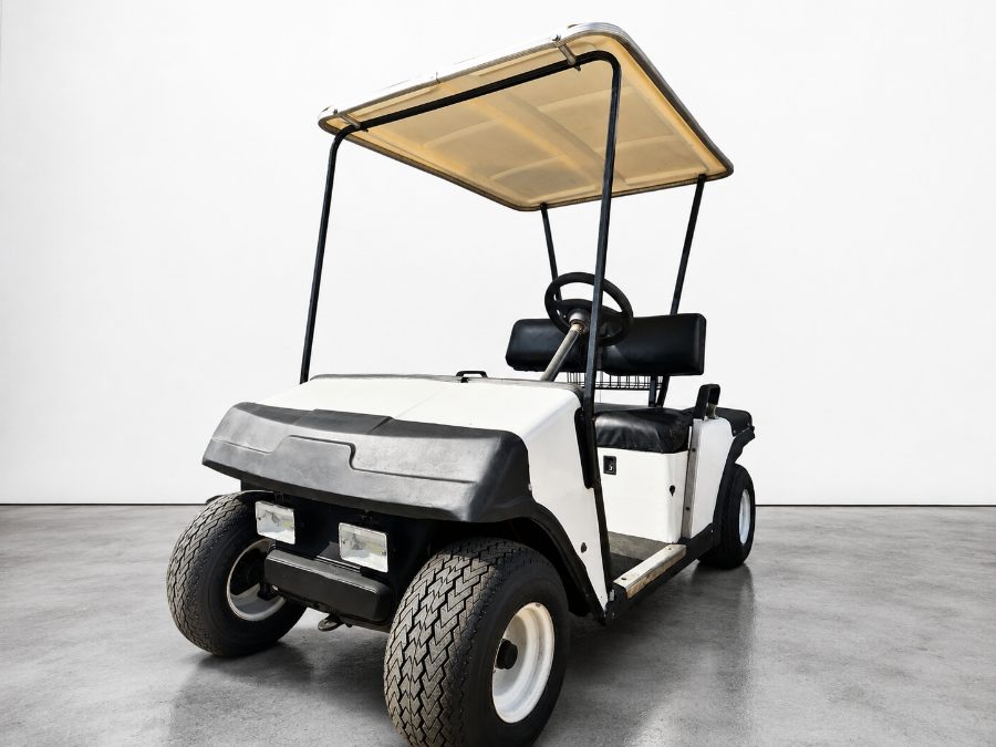 Carrito de golf con techo beige