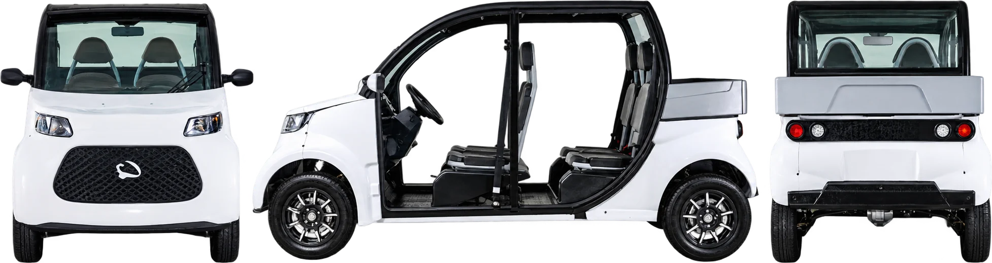 Sero Electric 4 Pasajeros: vista frontal, lateral y trasera